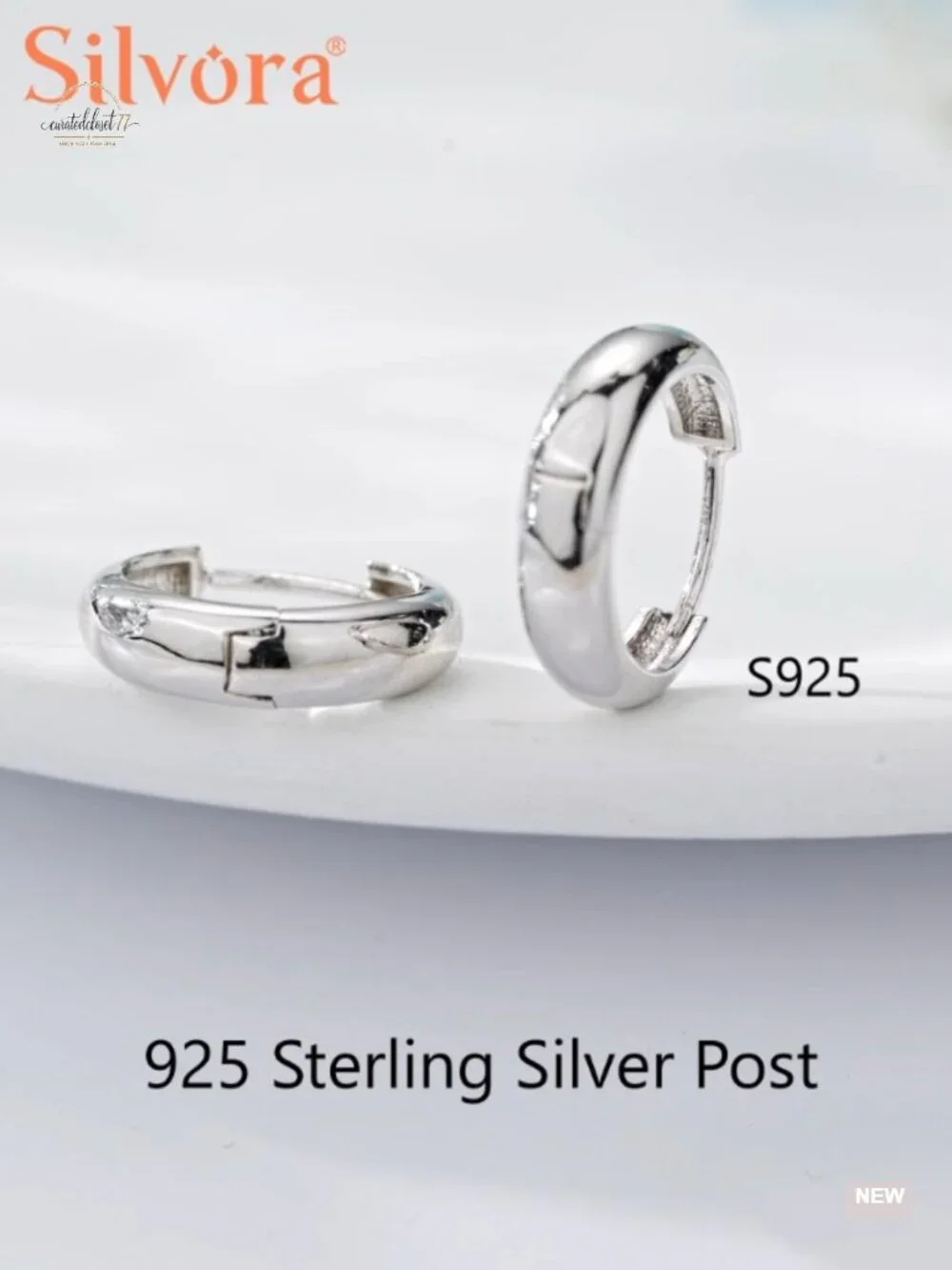 14K Gold Plated Chunky Hoop Earrings Silver Post Hypoallergenic Lightweight